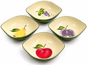 Vintage ARDCO Japan 5 Pc Fruit Salad Bowl Set Avocado Green MCM Serving Bowls